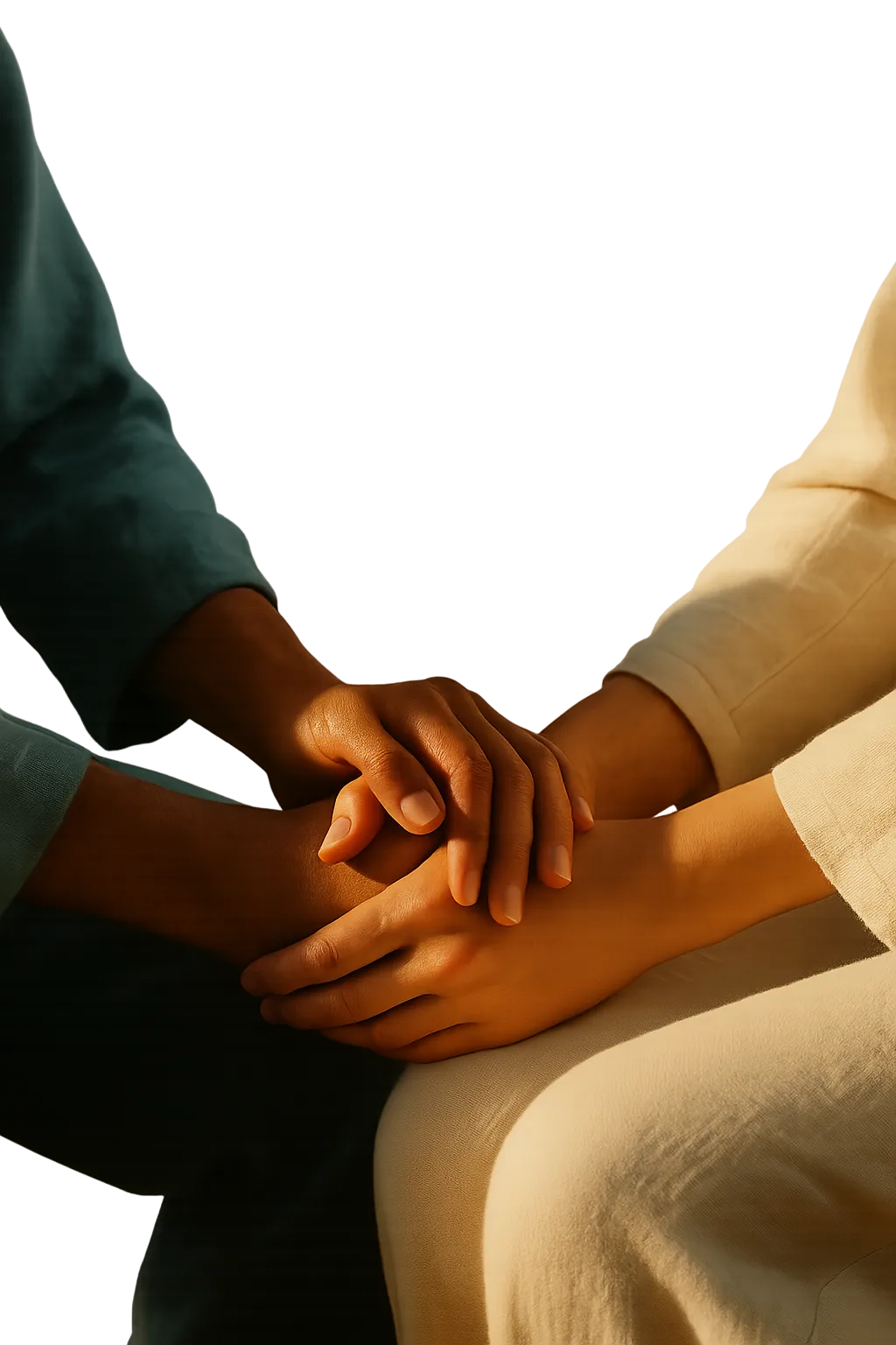 Compassionate professional caregiver offering reassuring guidance and gentle support to a family member