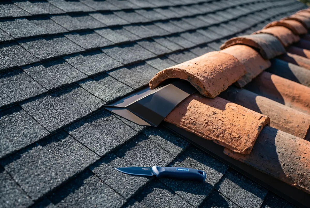 Close-up of premium tile and shingle roofing craftsmanship in Florida