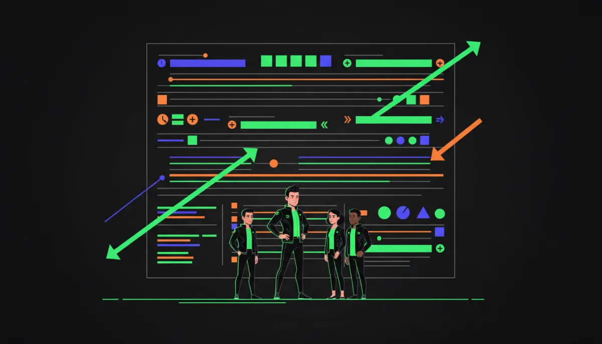 Illustrated dashboard showing a small business owner auditing capacity with charts and workflows
