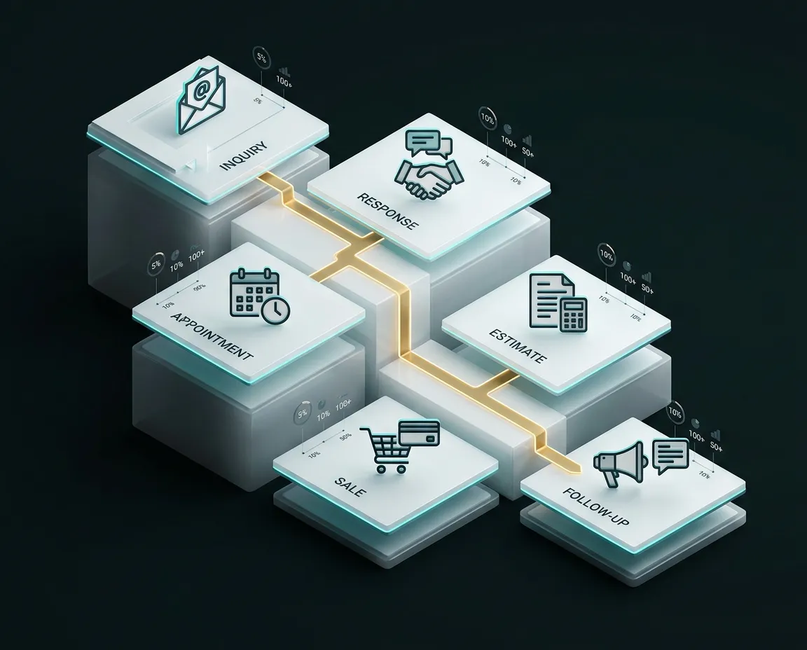 Structured business process assessment diagram showing operational evaluation flow