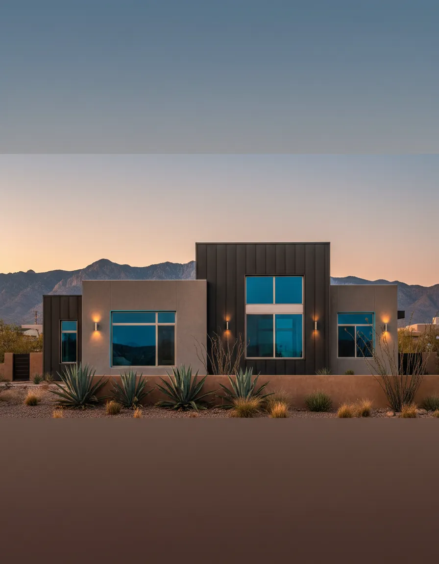 Modern home exterior in El Paso with clear blue skies