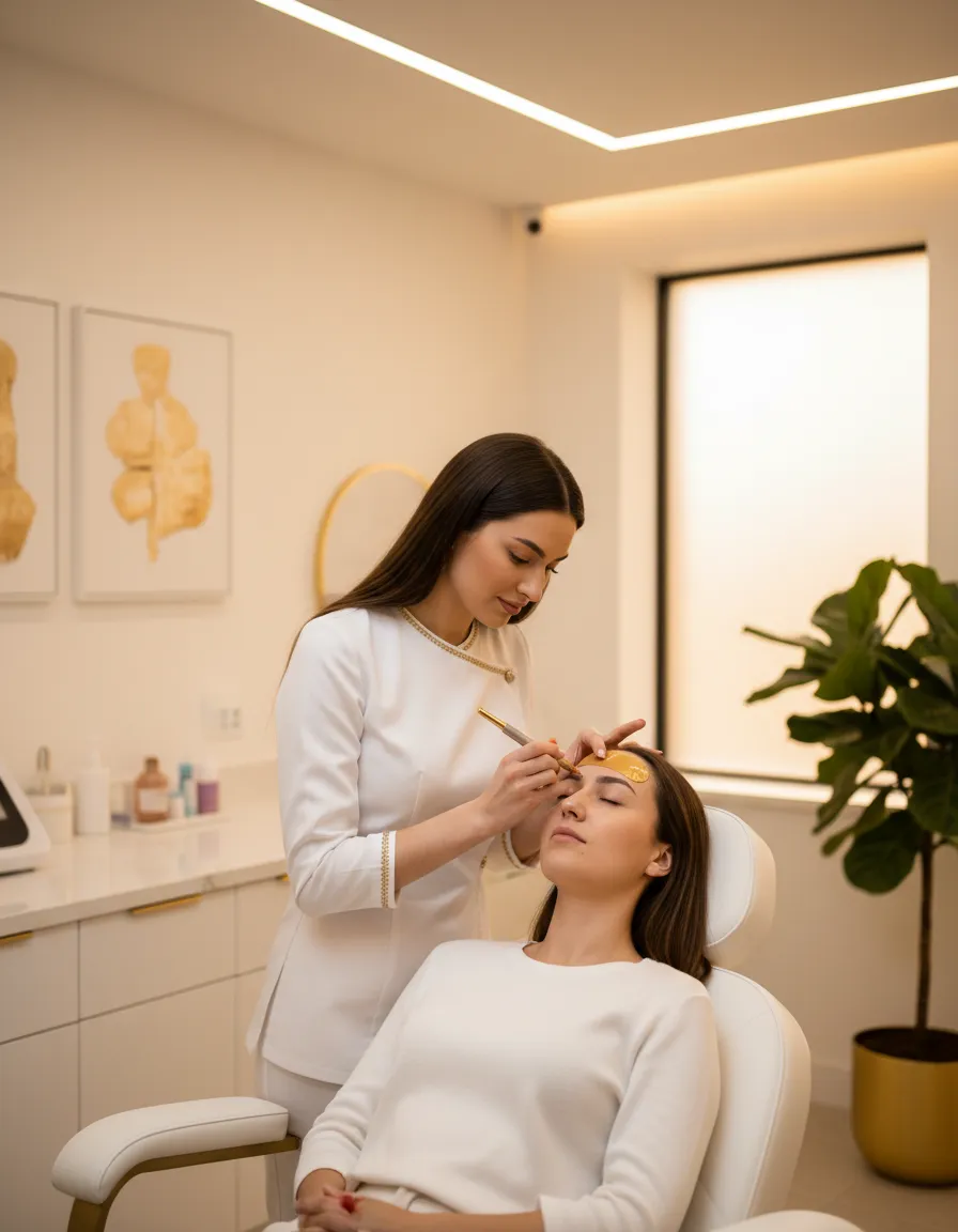 Graduate applying permanent makeup with precision in a modern Georgia studio
