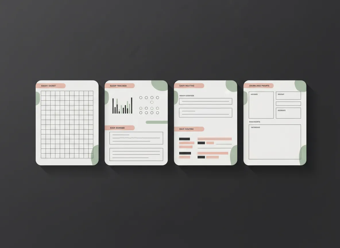 Preview of digital guide pages and checklists from The Midlife Sleep Reset for Women