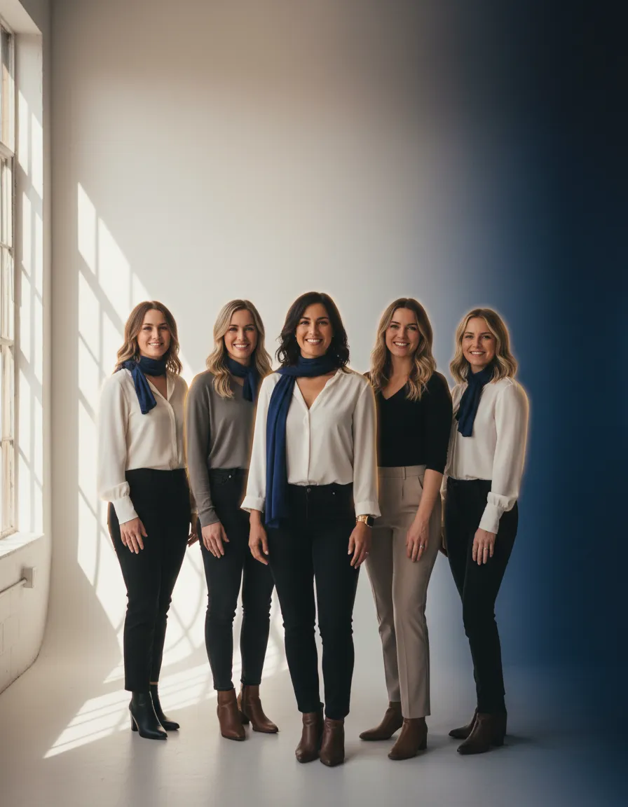 Professional lifestyle portrait of the Pearl & Indigo Studio team