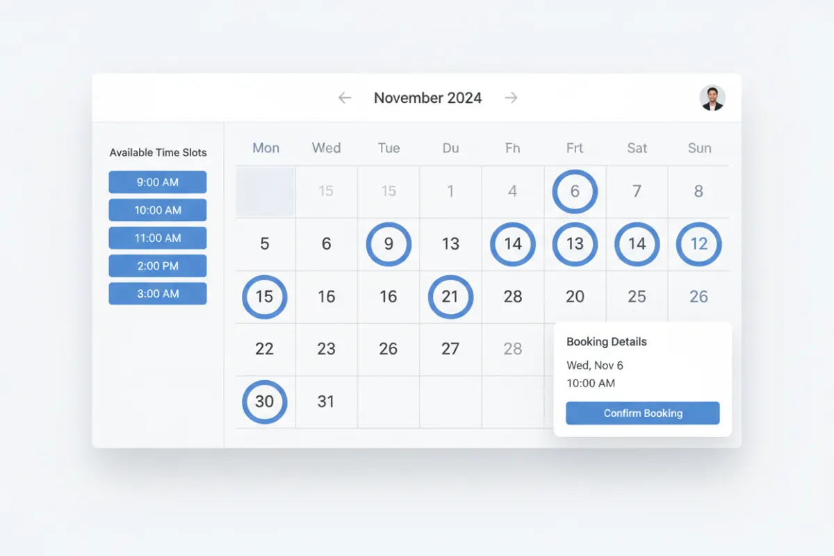 On-site calendar in GoHighLevel