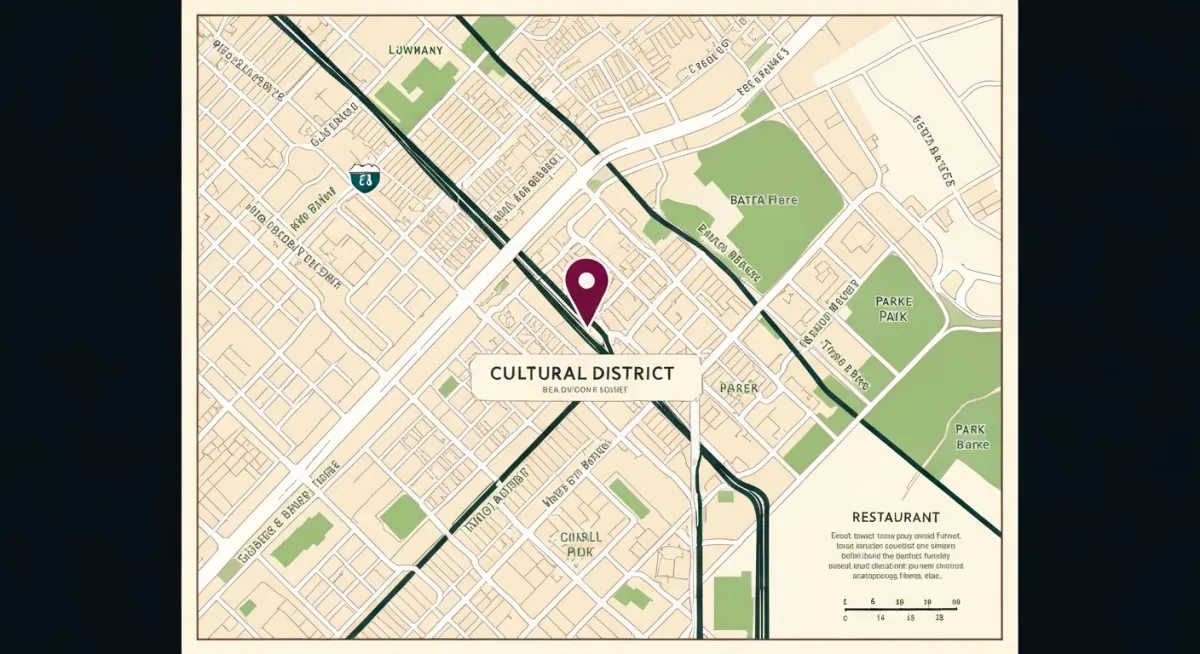 Map view of our restaurant location in the Cultural District