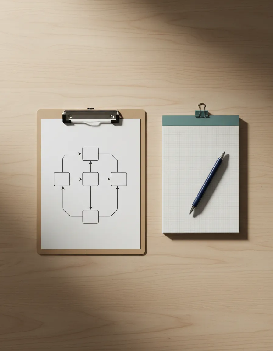 A calm, grounded view of an organized workspace, reflecting business clarity.