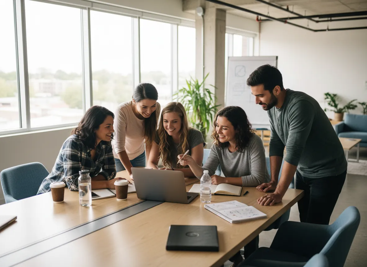 Startup founders collaborating at a table
