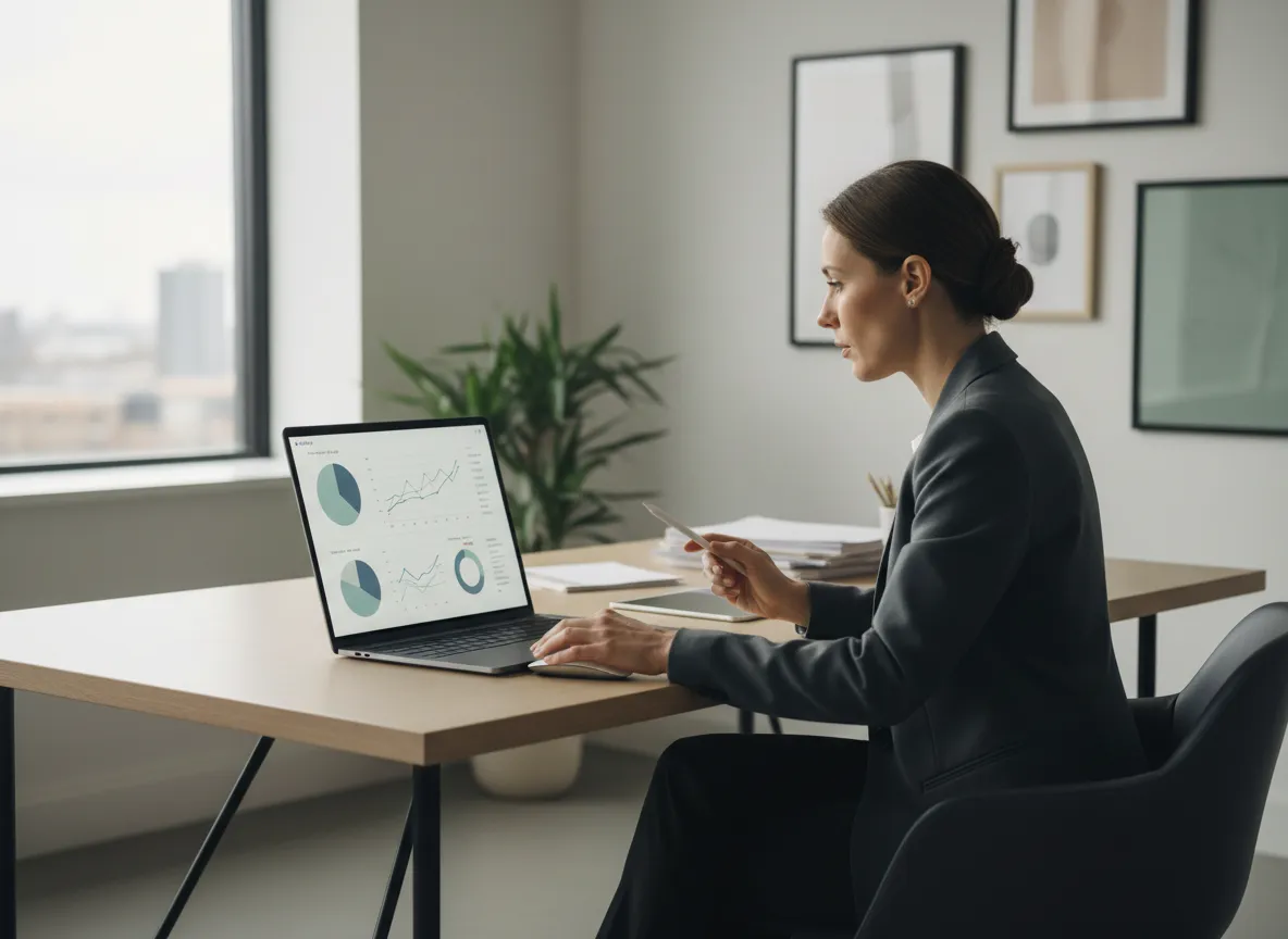 Business owner reviewing funding options on a laptop