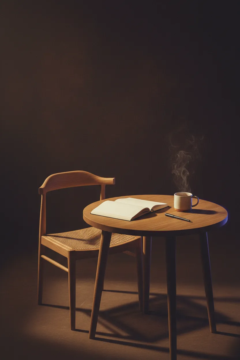 A warm, high-quality photograph showing subtle depth, representing clarity and taking space to think.