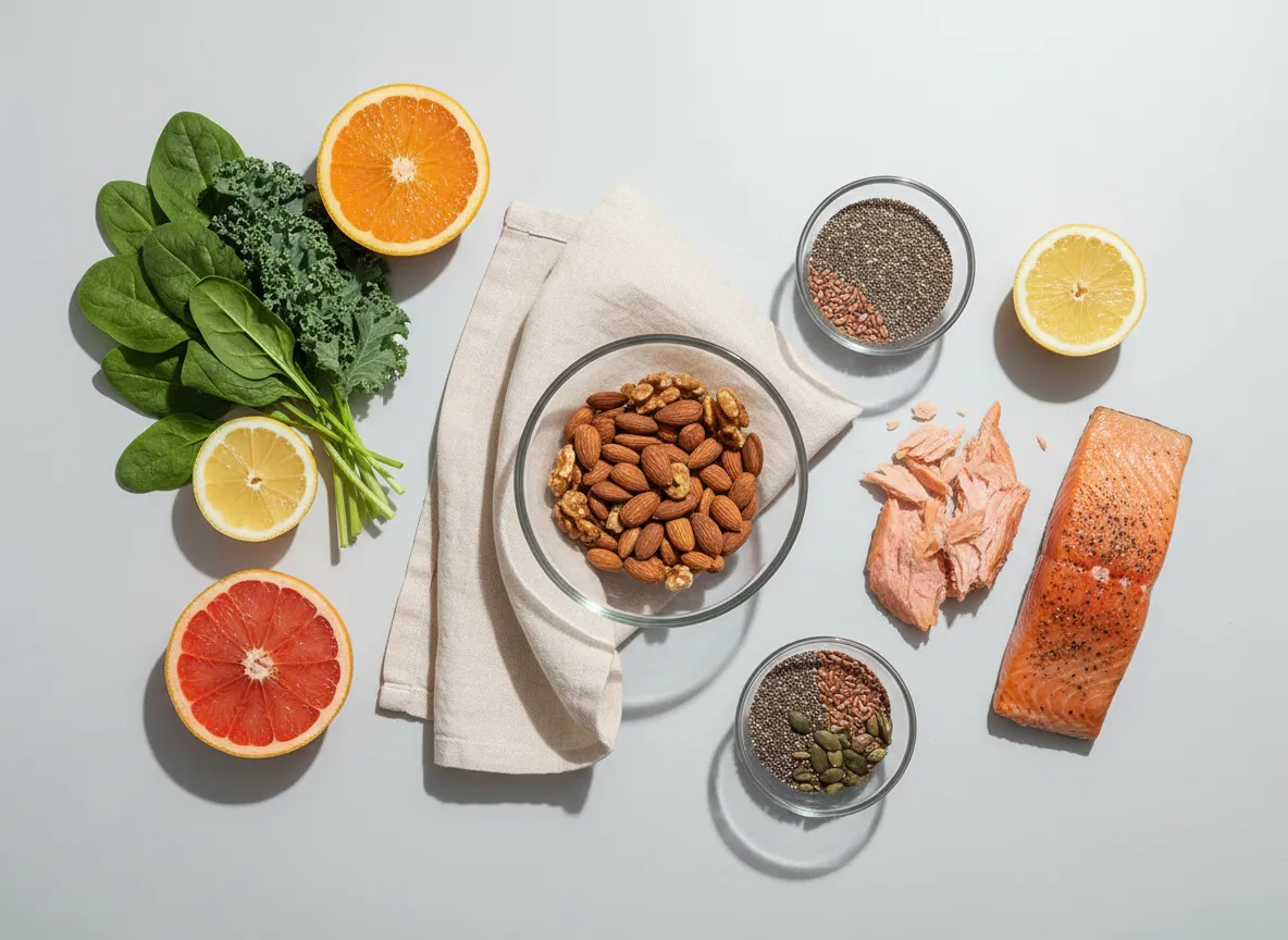 Minimalist arrangement of clean, whole food ingredients