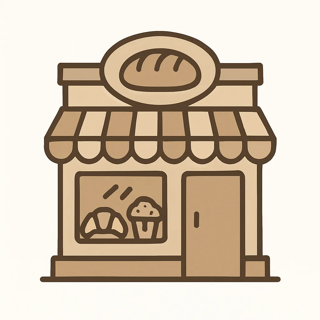 Stylized bakery storefront logo