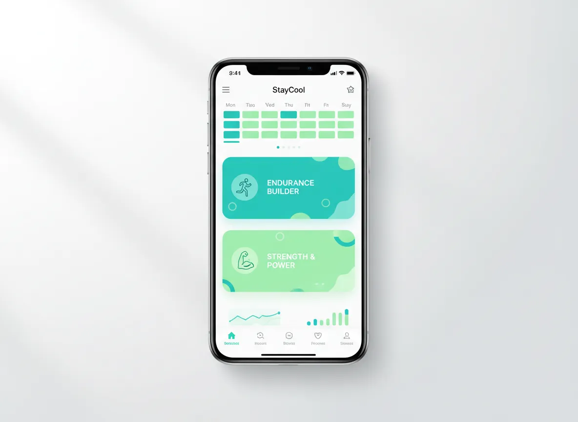 StayCool online training app interface mockup