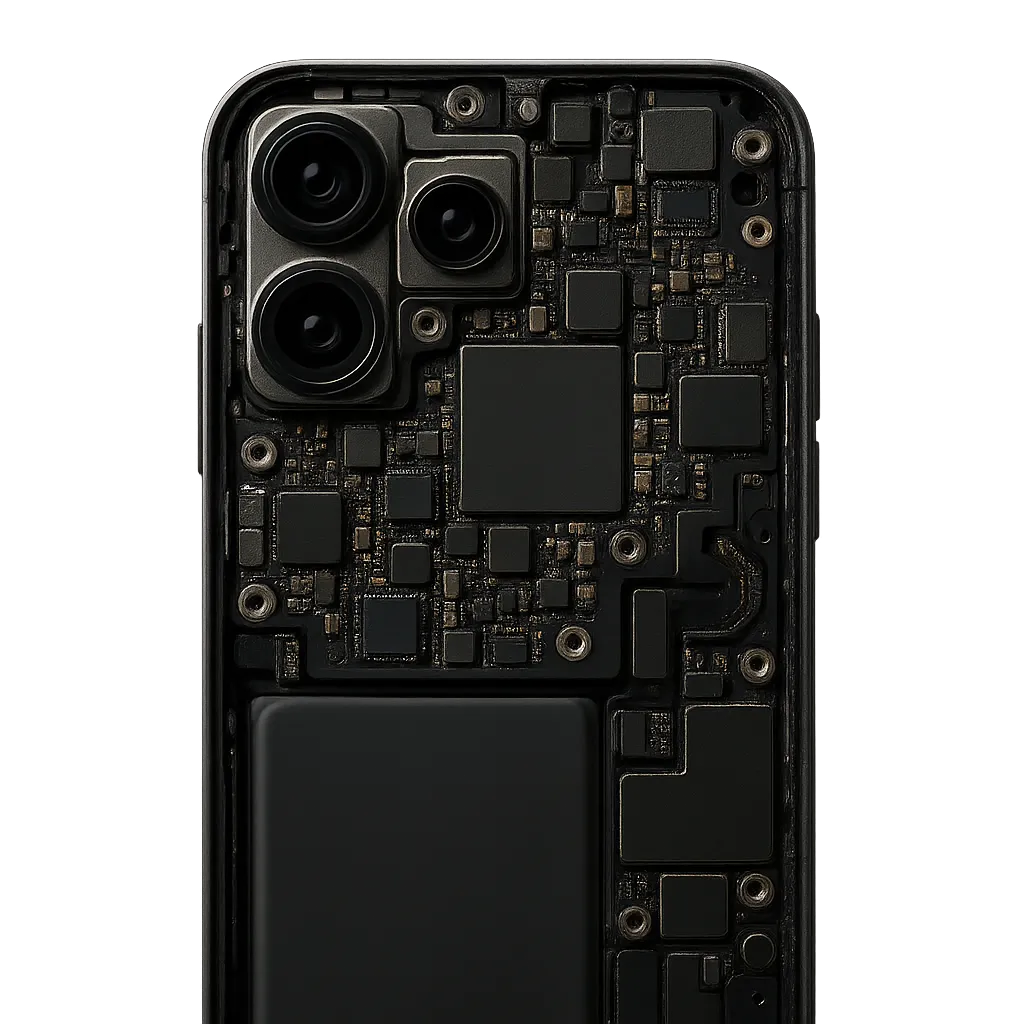 Internal components of a modern smartphone showing precision repair