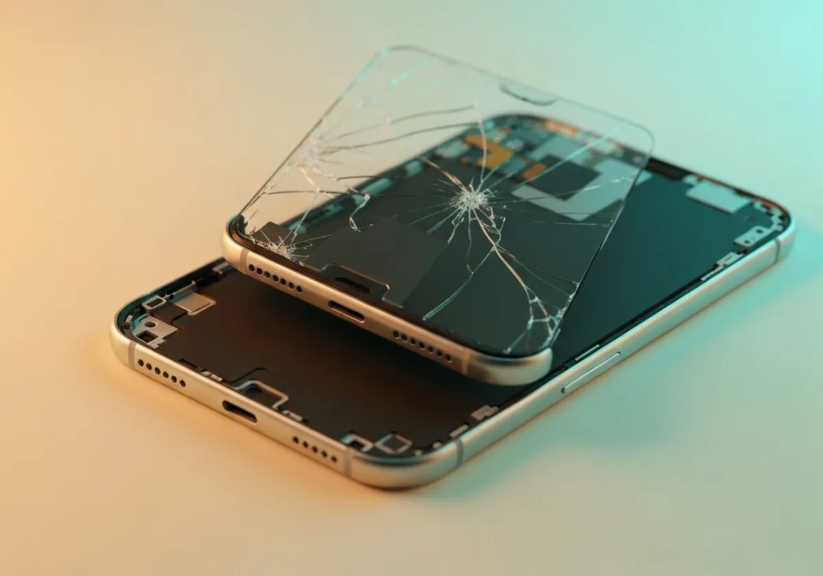 Macro view of smartphone screen separation