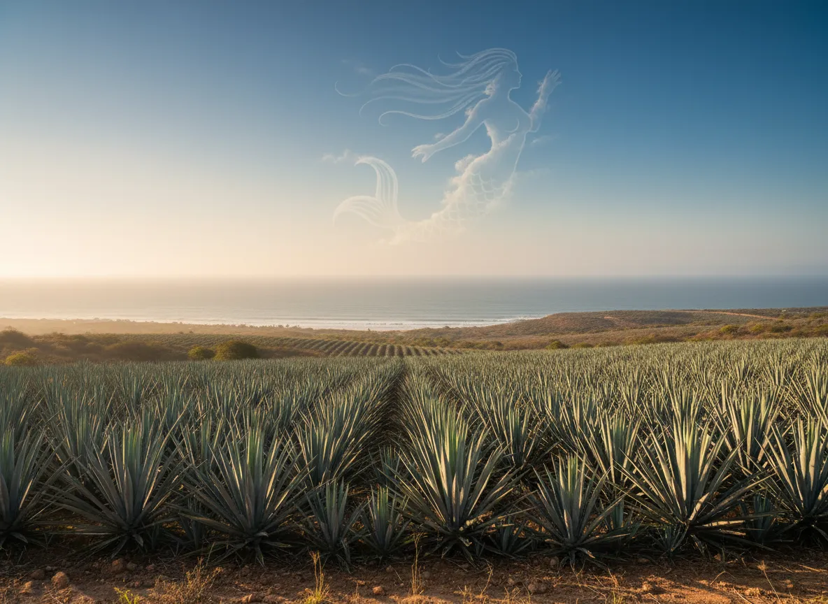 Agave fields and ocean-inspired La Sirena Tequila imagery