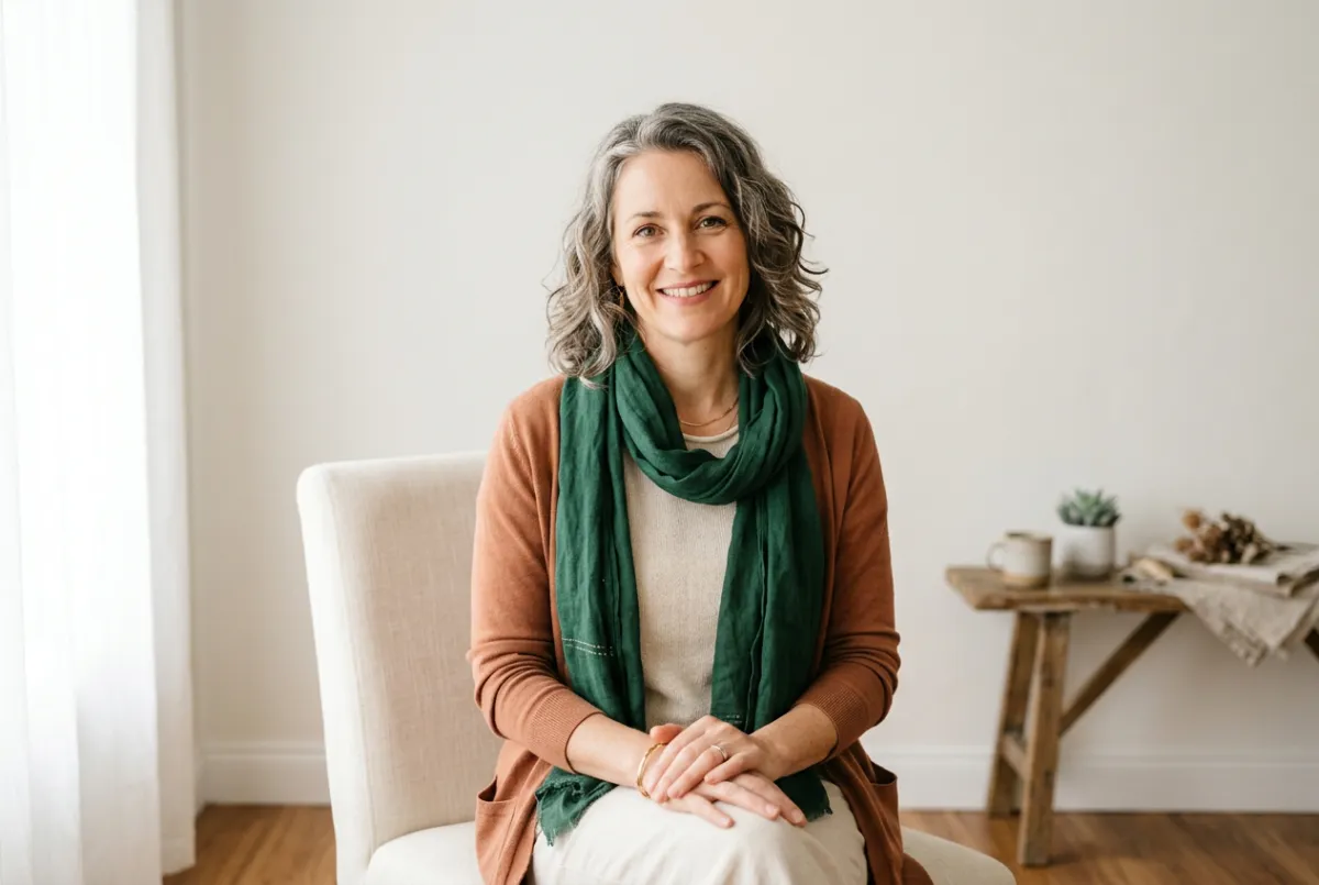 Holistic aesthetic practitioner in serene consultation setting