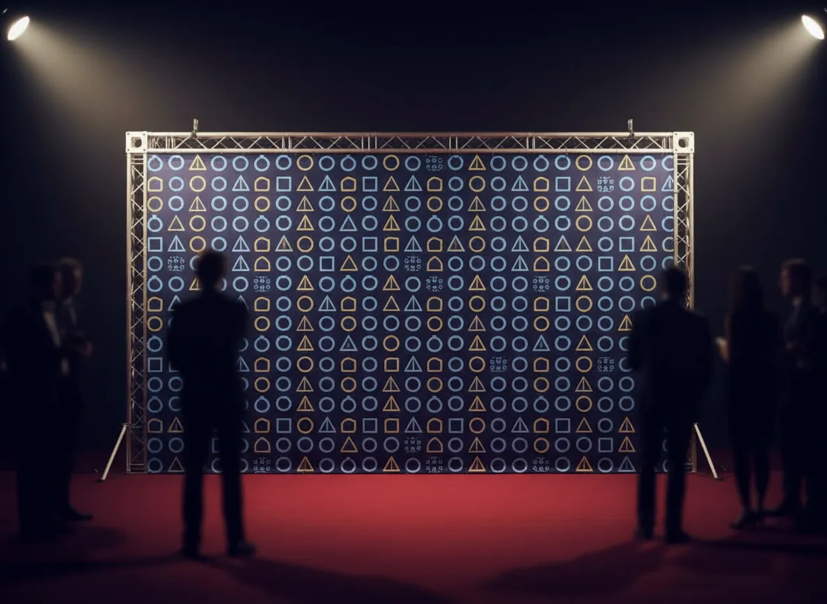 Step and repeat backdrop for photo area