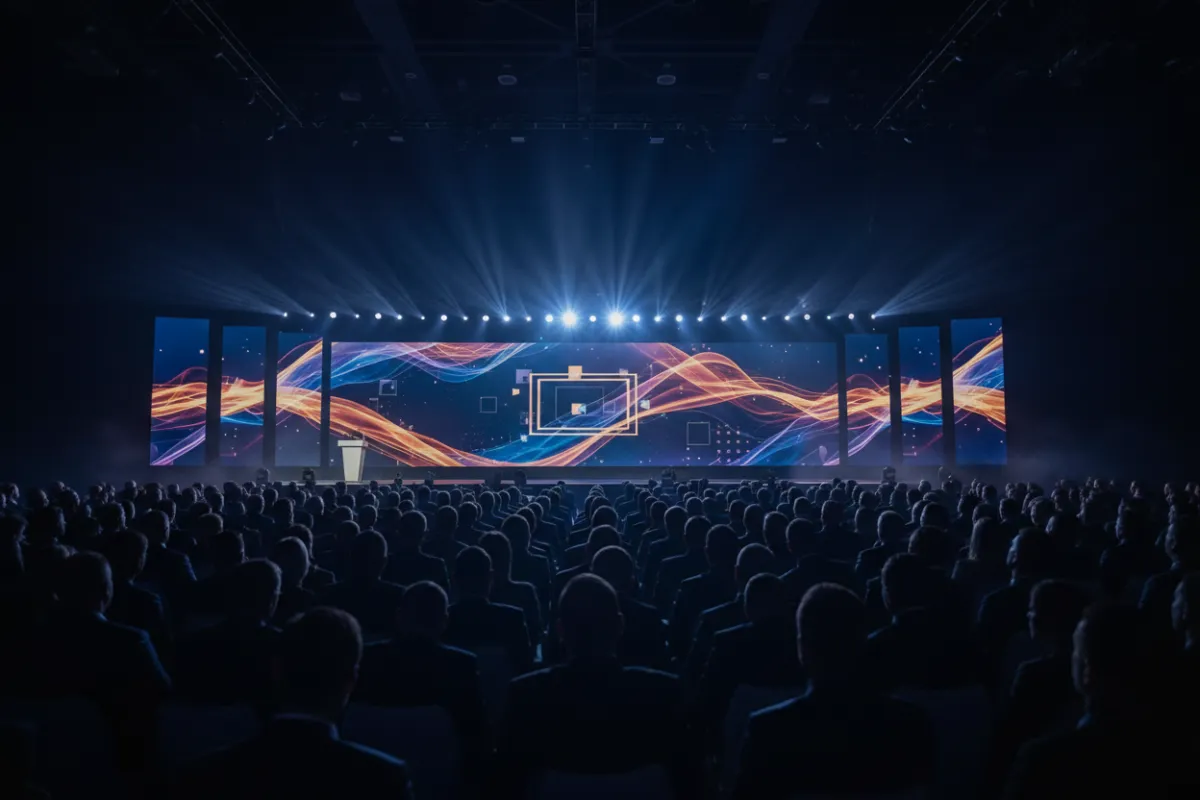 Luxury conference main stage lighting and audience