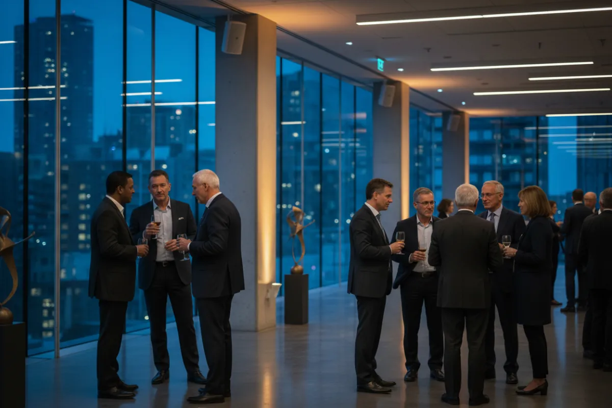 Executive networking event in modern venue