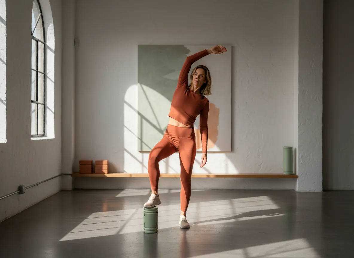 Confident woman stretching, feeling energetic and strong