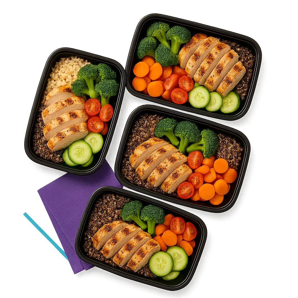 Healthy meal prep ingredients on a kitchen counter