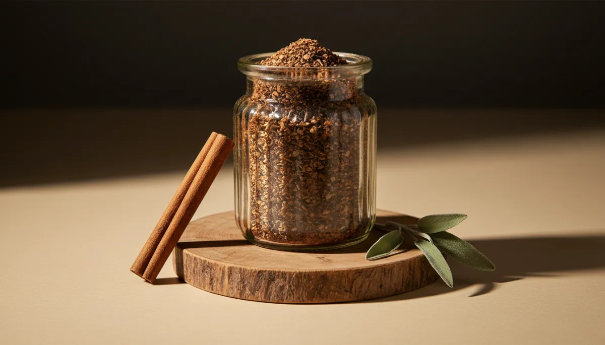 Baking Spice in a glass spice jar