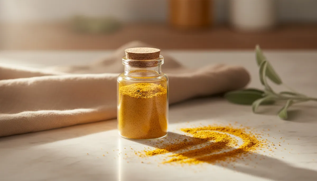 Golden Milk Base in a glass spice jar
