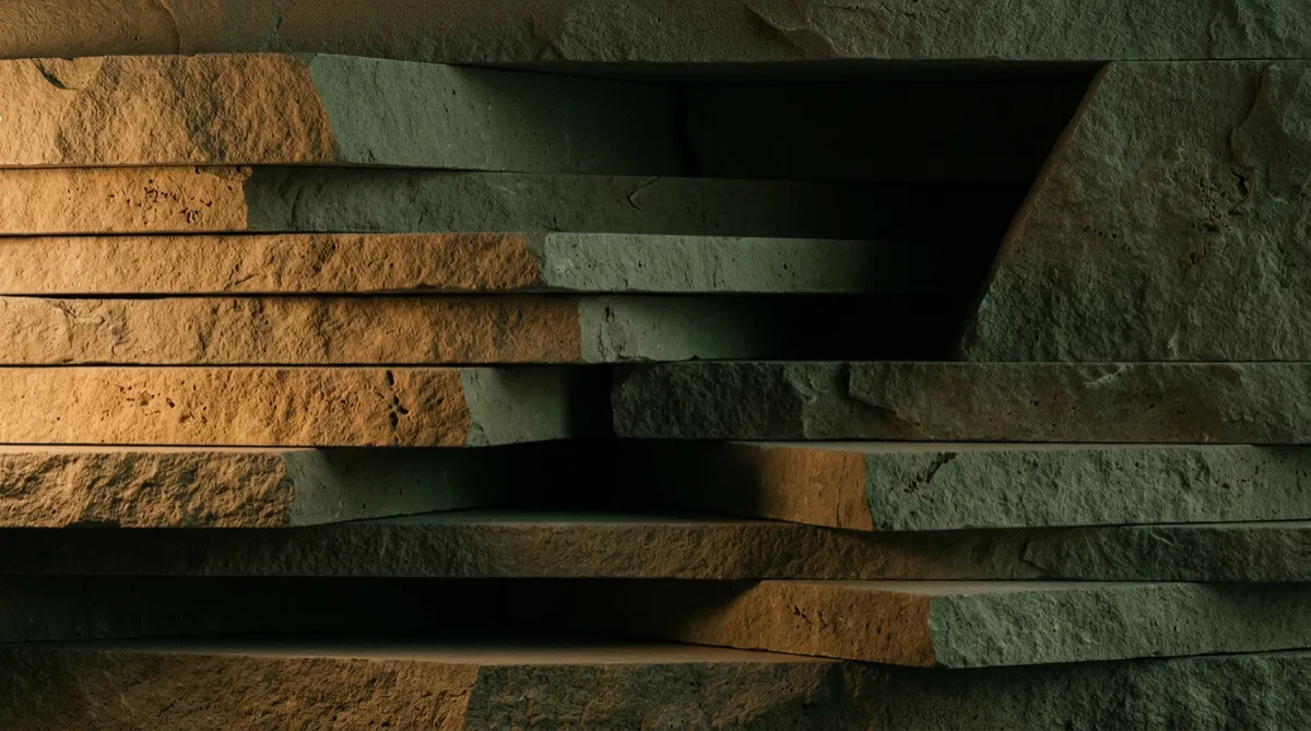 Abstract architectural limestone shadows in serene warm light