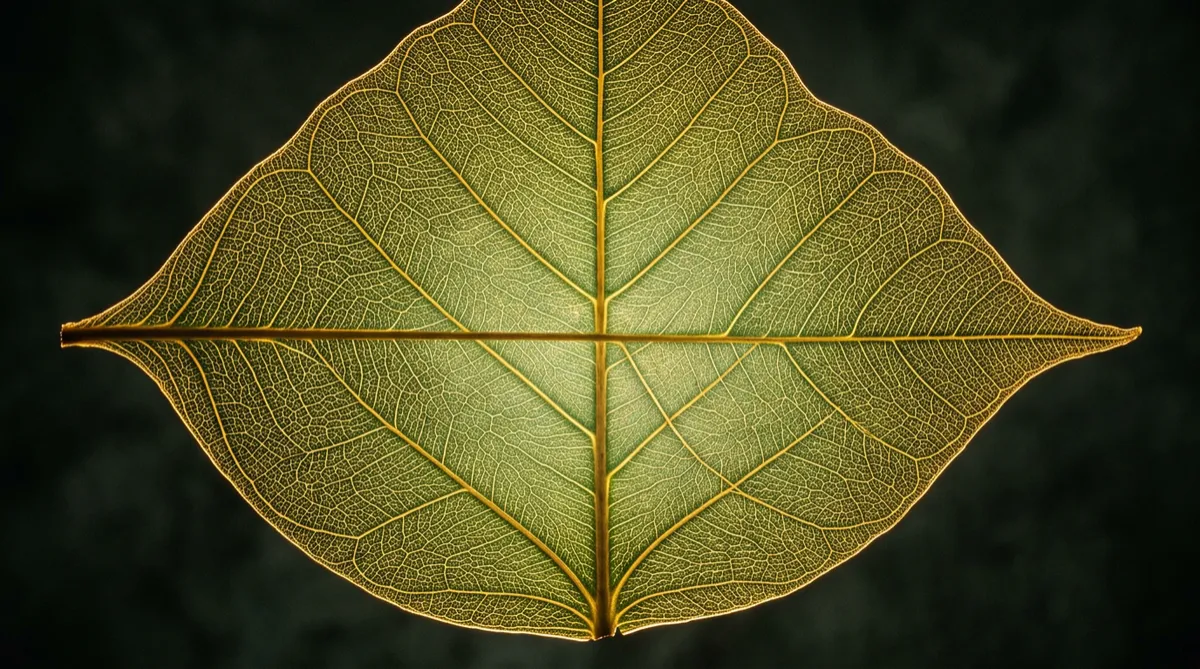 Abstract geometric patterns on translucent botanical leaf veins