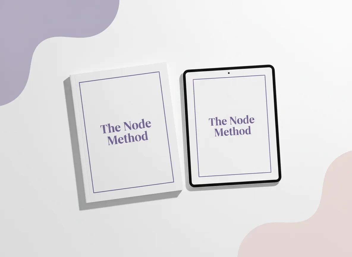 The Node Method PDF cover mockup in soft pastel colors