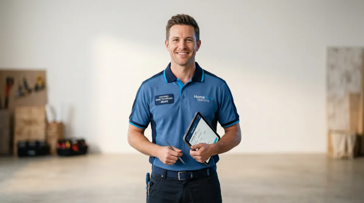 Confident certified home service technician ready for dispatch