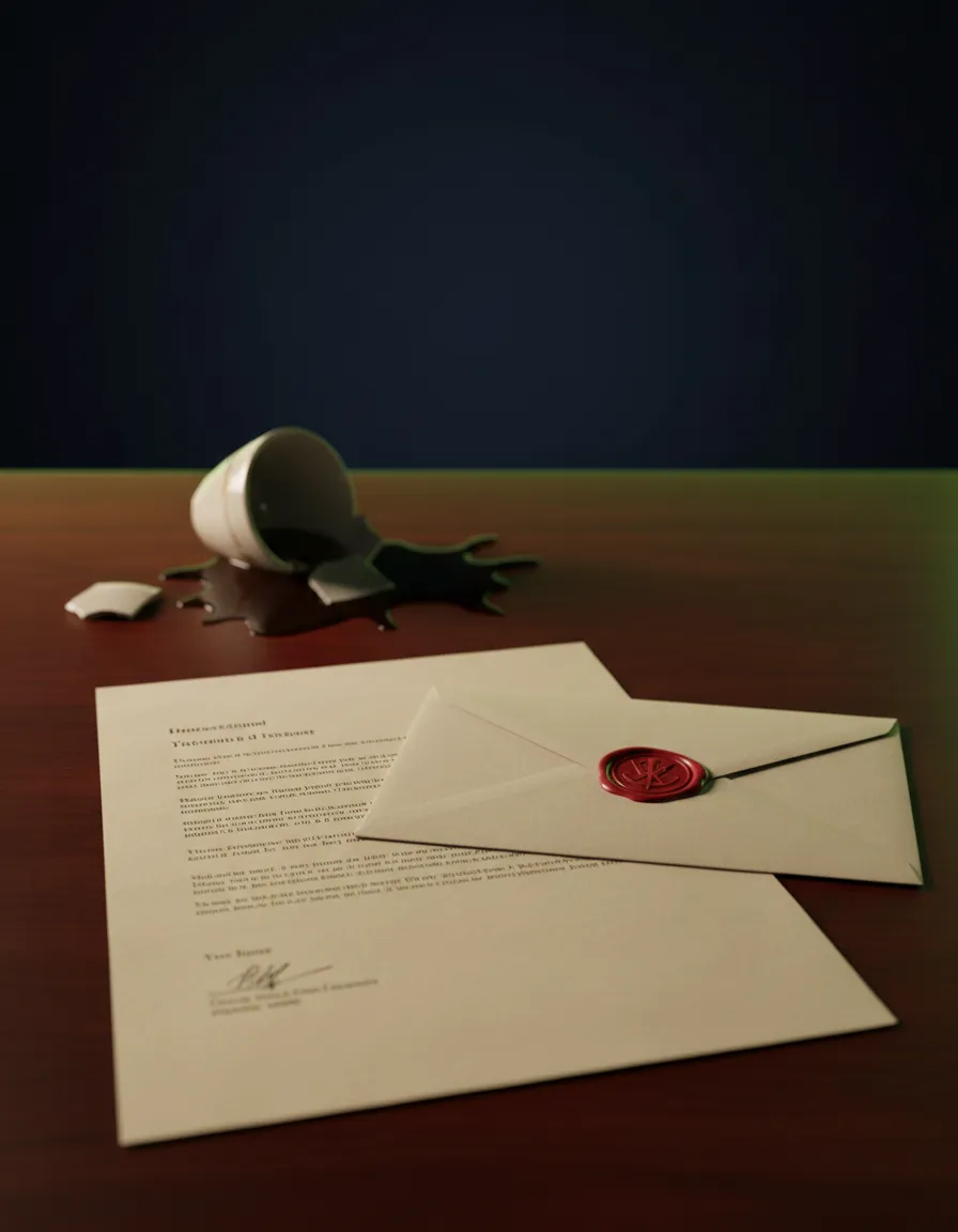 A professional demand letter resting on a desk