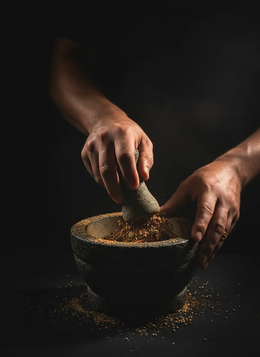 Fundador de Santa Mónica preparando especias artesanales