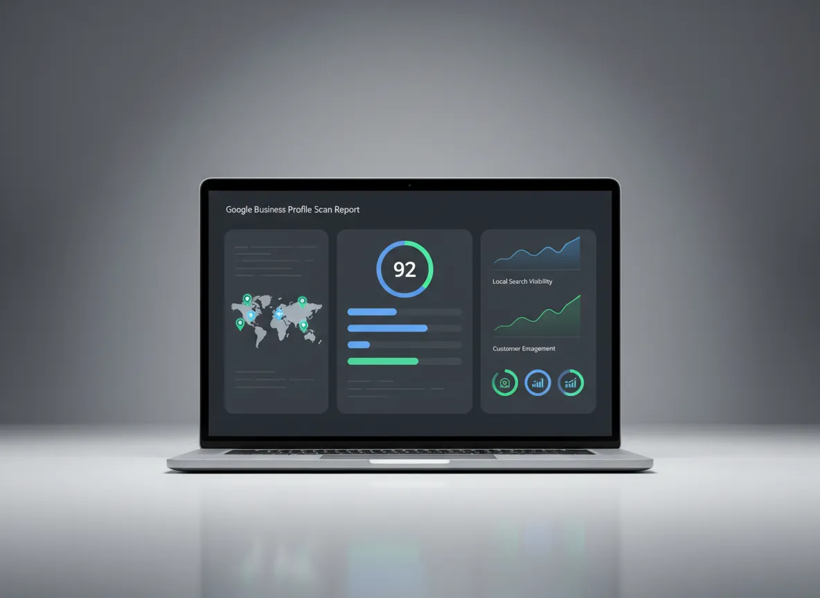 Screenshot of a Google Business Profile scan report dashboard