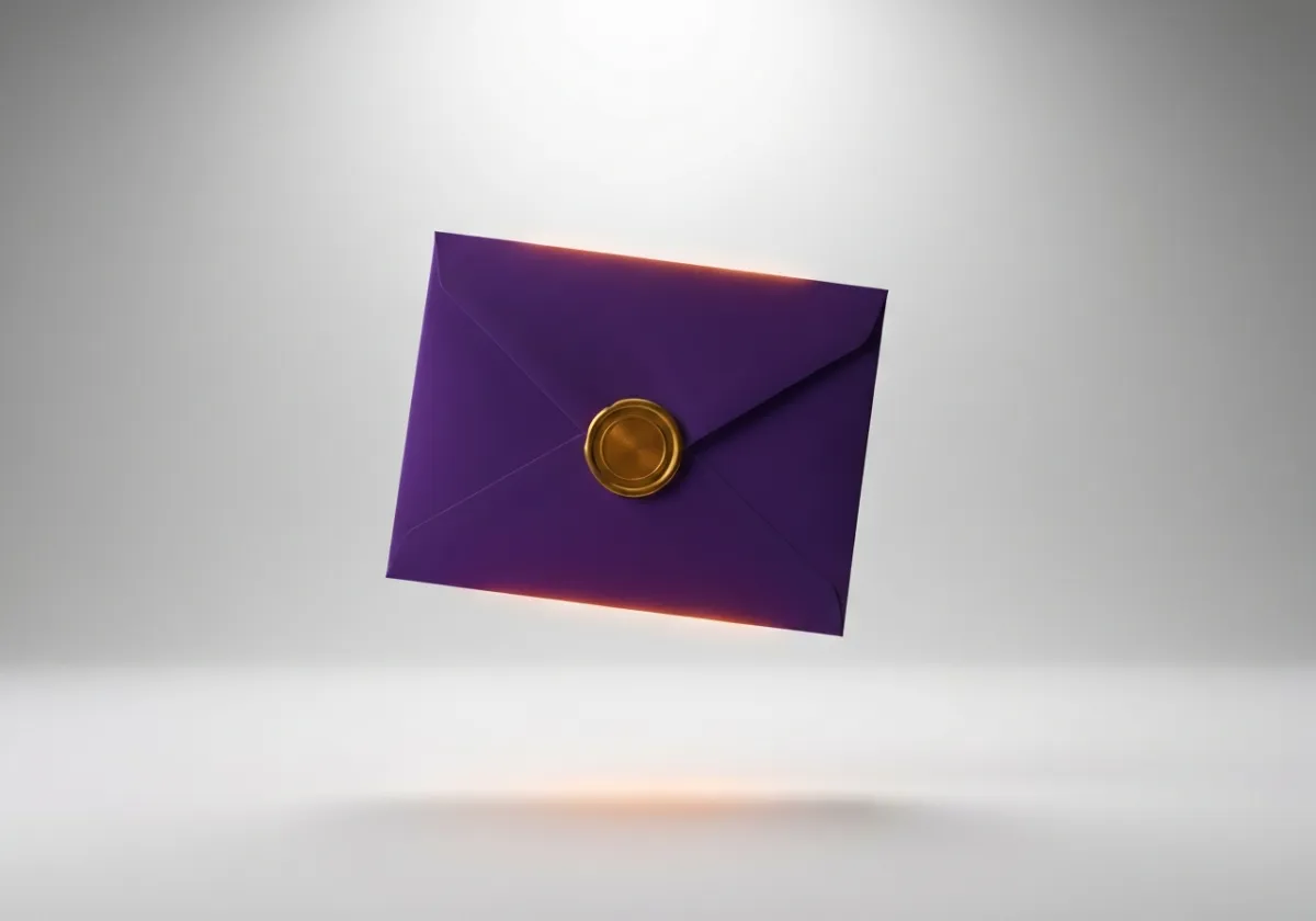 Floating royal envelope with gold seal
