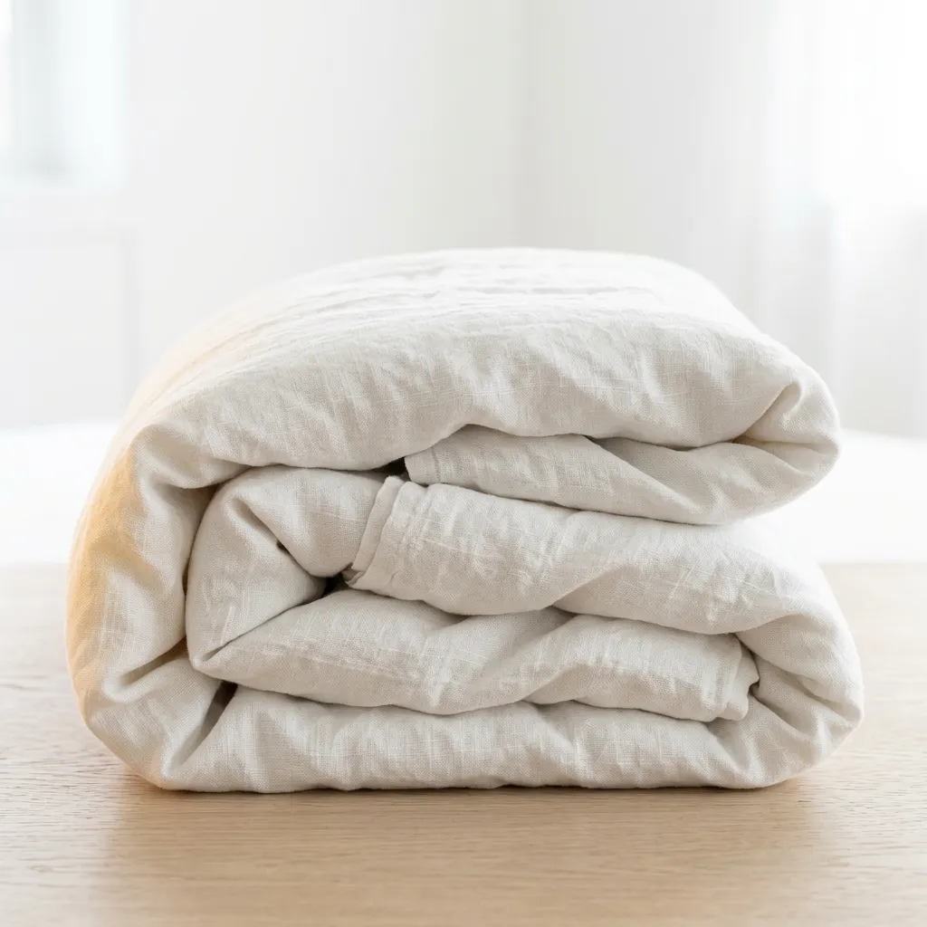 Washed French flax pure linen duvet cover in chalk white