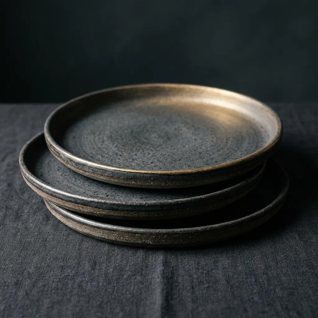 Handcrafted minimalist stoneware dining plates set