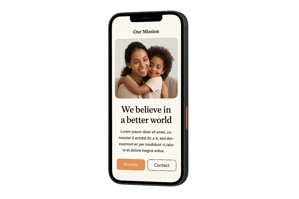 Example of a clear, mission-driven landing page