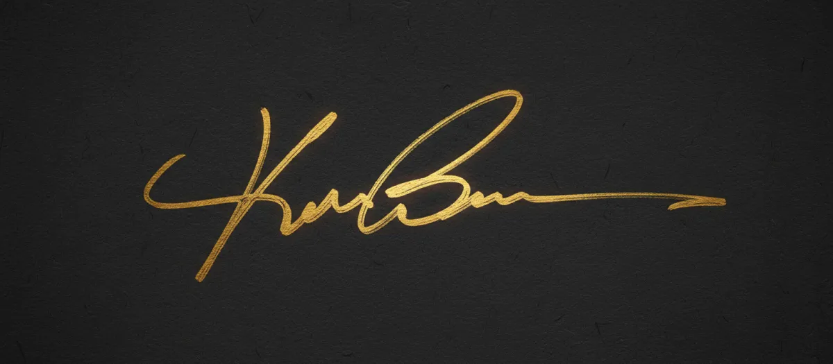 Goldene handschriftliche Signatur der Autorin