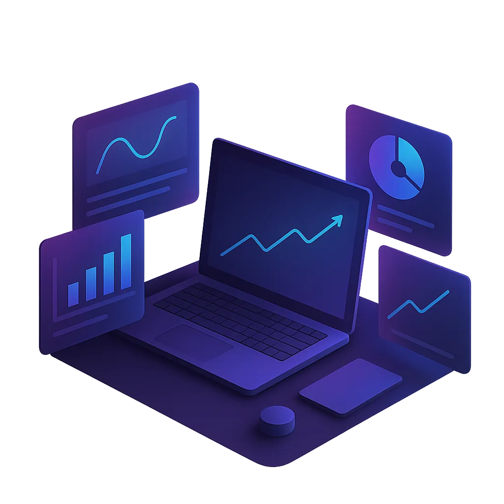Abstract digital workspace illustration representing a dedicated specialist