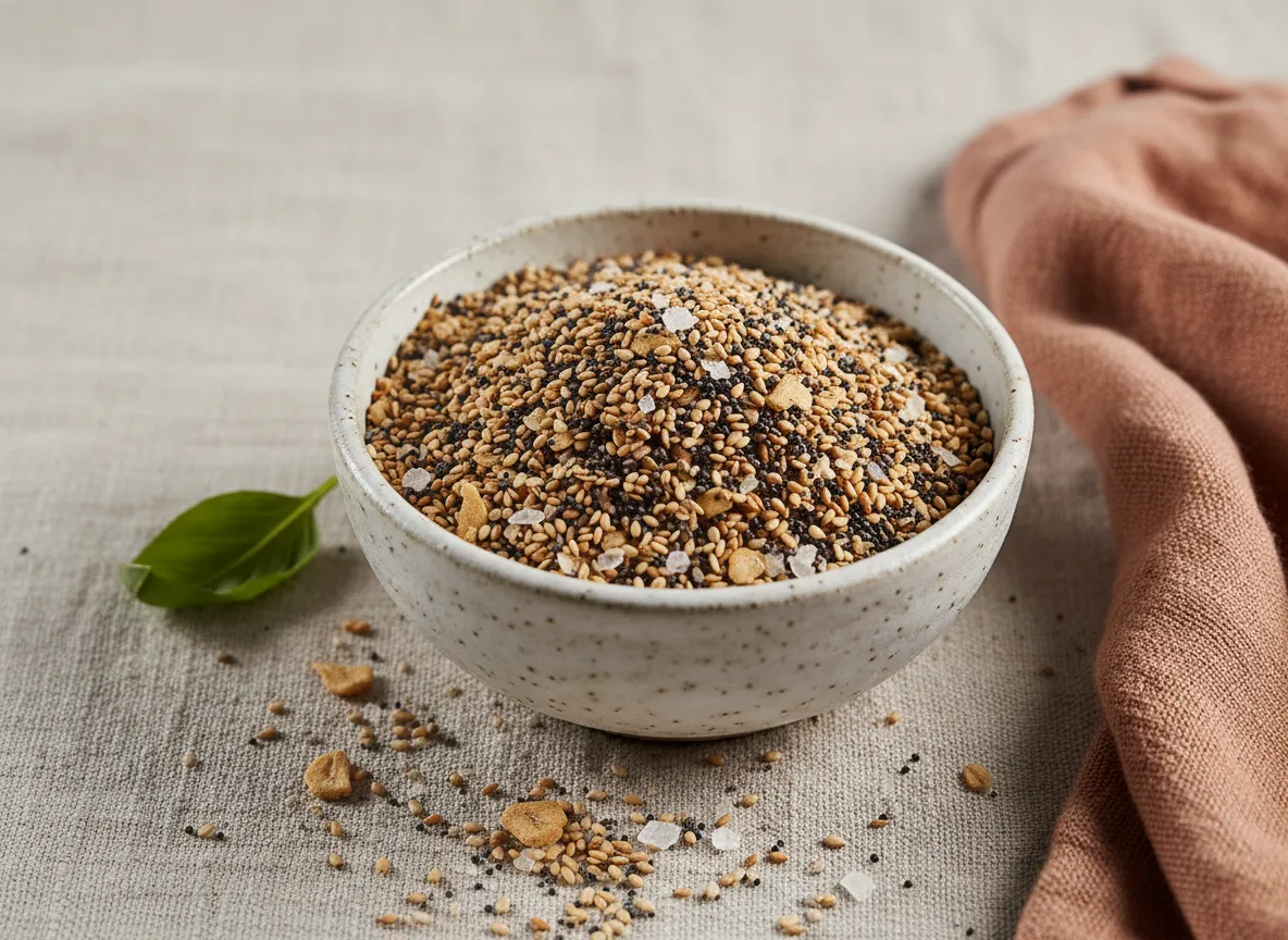 Small bowl of everything bagel seasoning mix