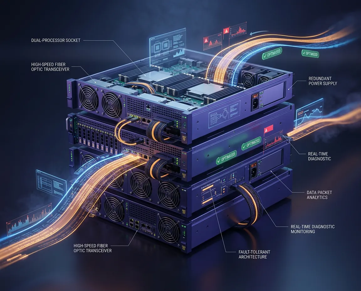 3D technical server maintenance and engineering diagnostics illustration
