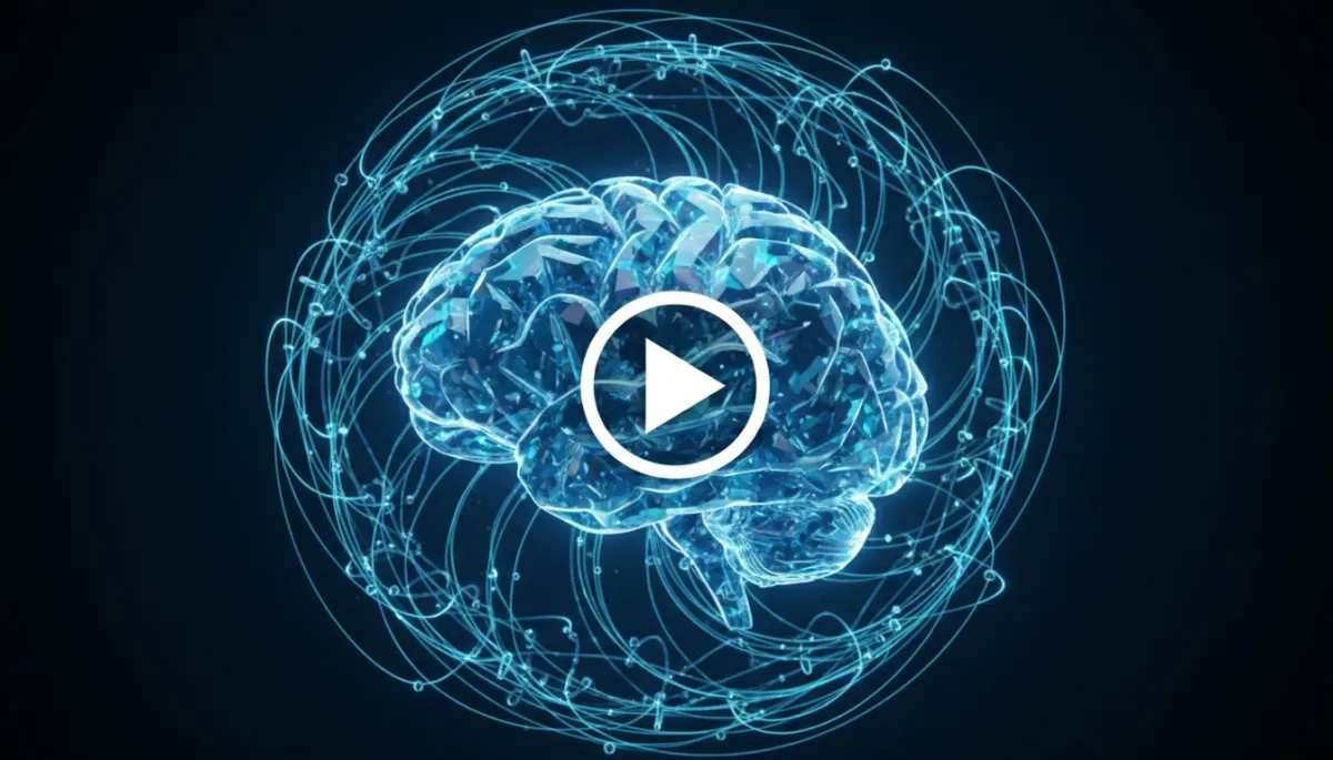 Brain visualization with play button overlay