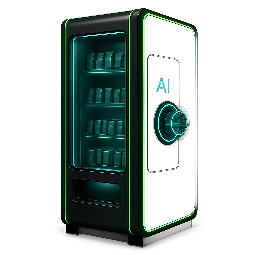 Sleek AI Vending Machine Cutout