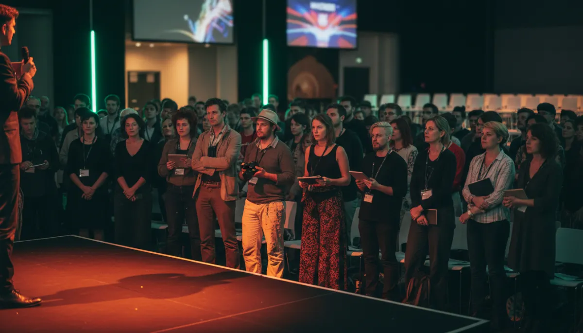 Artists gathered at an IMIA community event