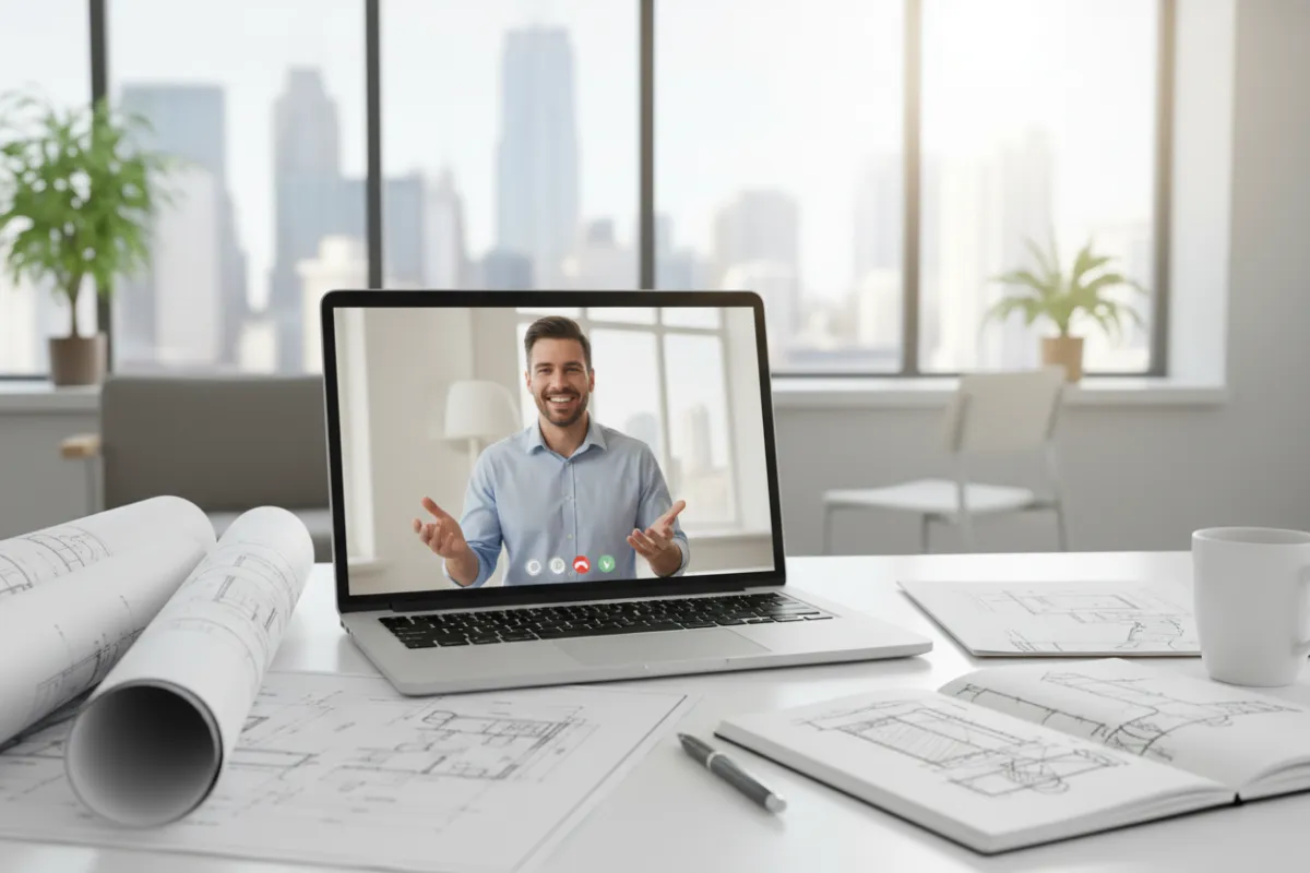 A business owner shaking hands with a TrustBuilt trainer in a modern HVAC office, with a visible welcome kit and bonus materials on the table. The scene conveys a sense of partnership and exclusive access, with both individuals smiling confidently.