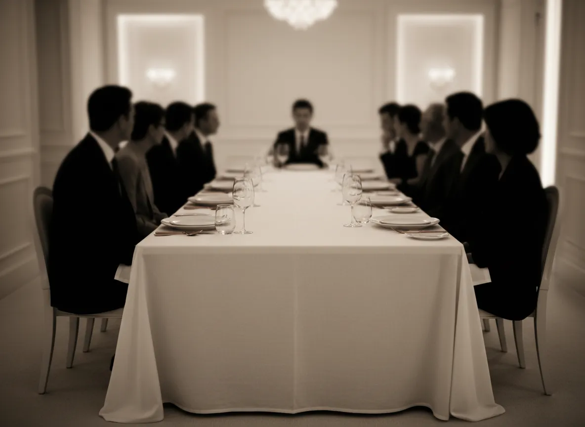 Elegant private dinner gathering in neutral tones