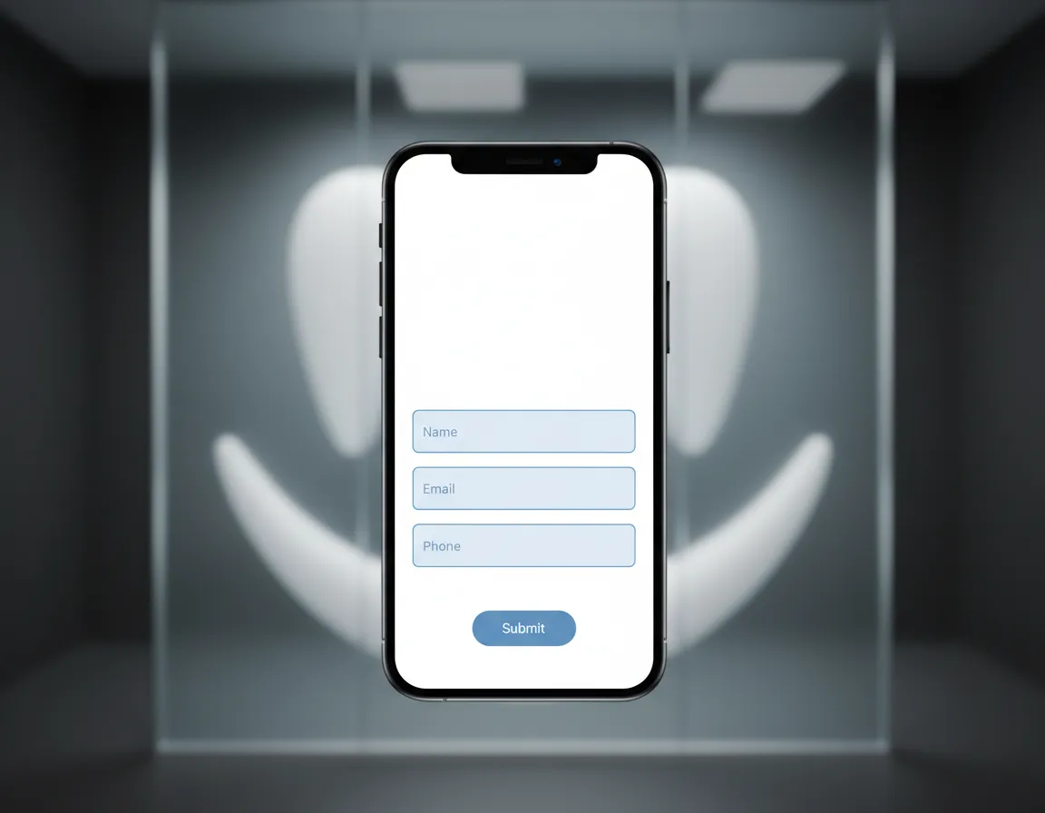 Modern dental landing page UI capturing patient inquiries