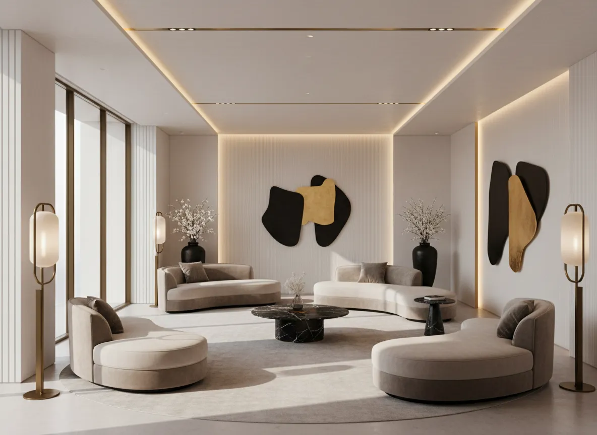 Luxurious med spa interior with warm neutral tones